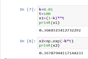 Approximation of (1-k)^t  when ‘k’ is small and ‘t’ is big